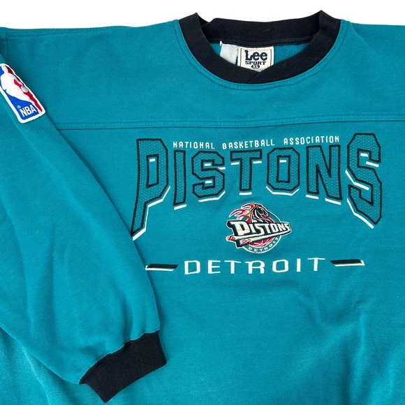 Vintage 90s Lee NBA Detroit Pistons Sweatshirt Pullover Mens XL Teal - Picture 1 of 8